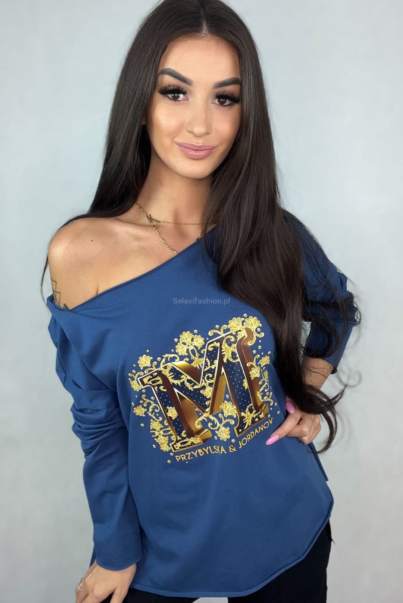 Bluzka bawełniana M Minouu niebieska w Selavifashion.pl