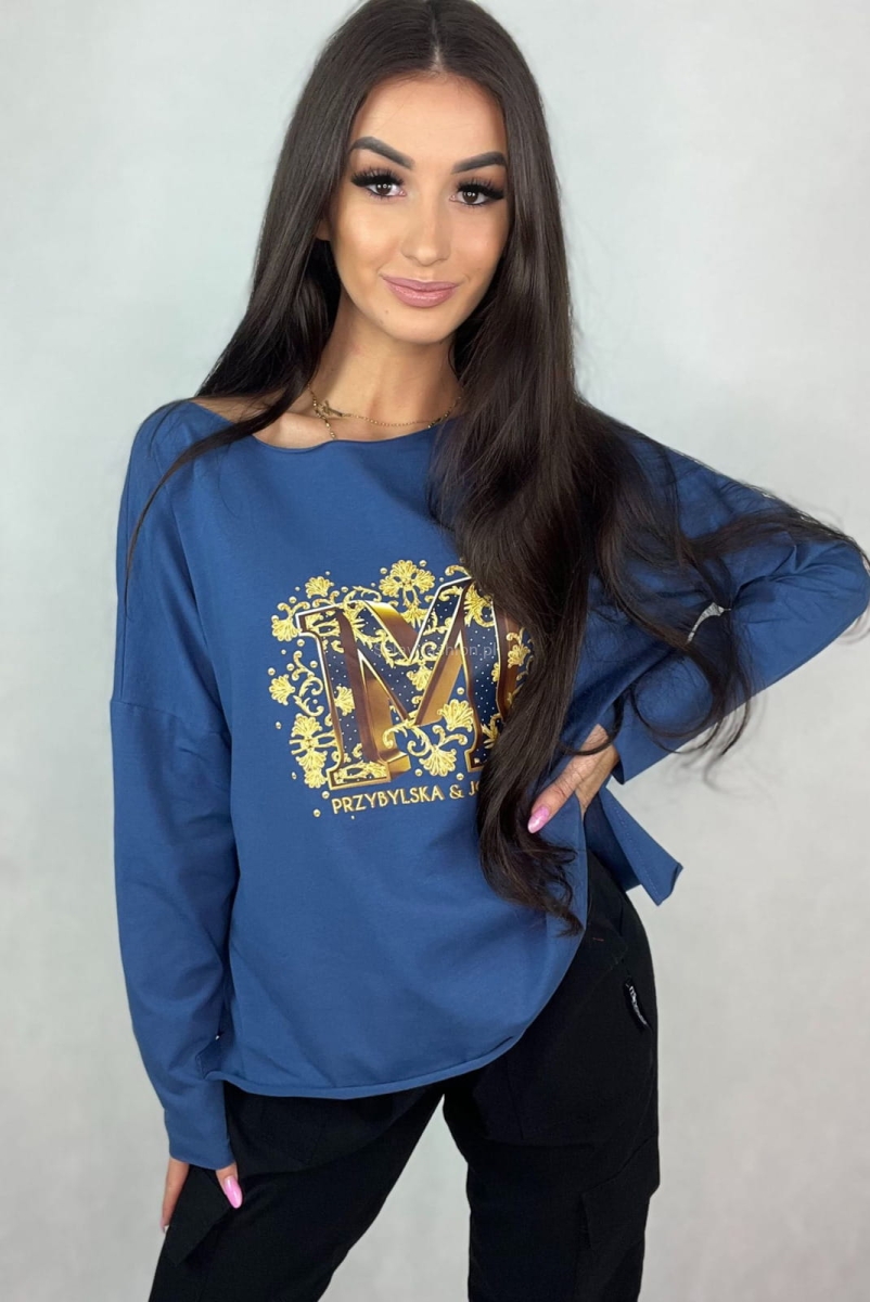 Bluzka bawełniana M Minouu niebieska w Selavifashion.pl