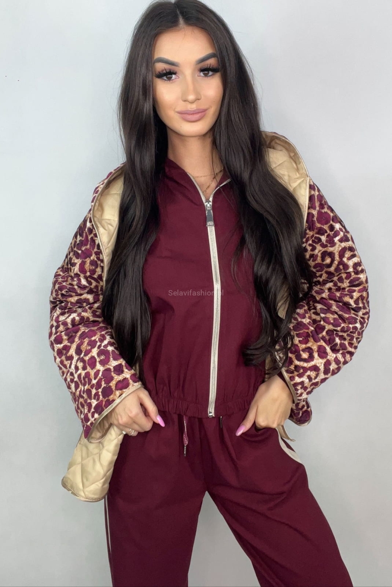 Komplet bluza i spodnie z prostą nogawką Minouu ciemno beżowy w Selavifashion.pl