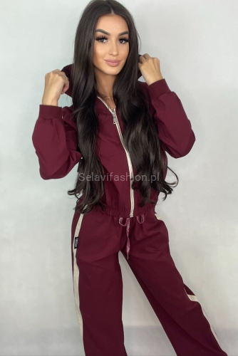 Komplet bluza i spodnie z prostą nogawką Minouu ciemno beżowy w Selavifashion.pl