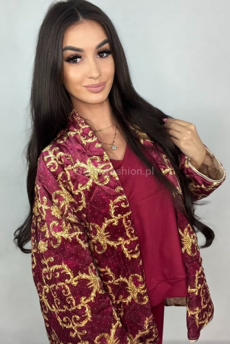 Krótka kurtka katana welurowa Minouu fuksja w Selavifashion.pl