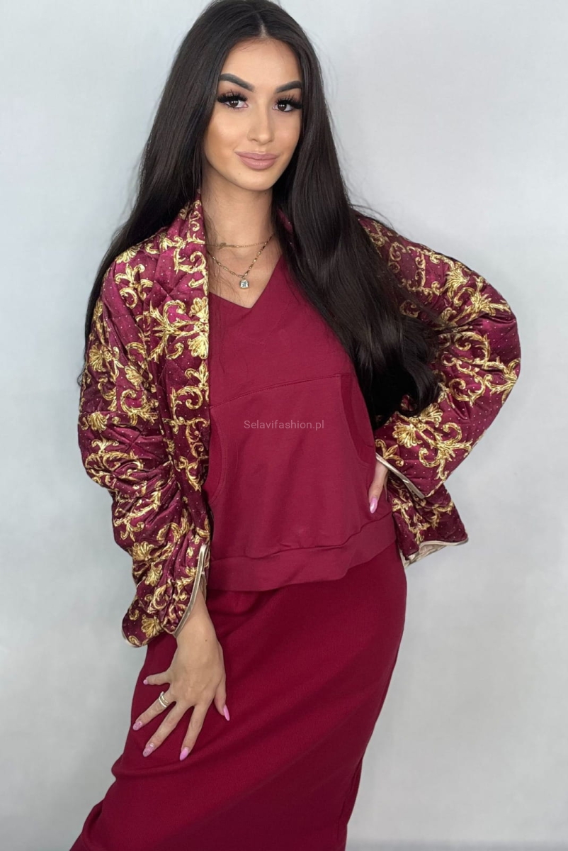 Krótka kurtka katana welurowa Minouu fuksja w Selavifashion.pl