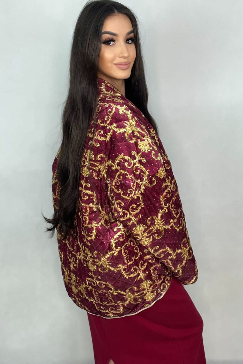 Krótka kurtka katana welurowa Minouu fuksja w Selavifashion.pl