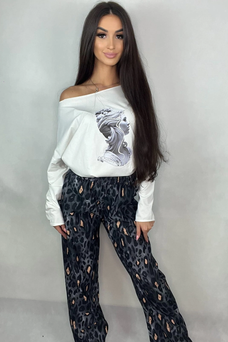 Szerokie spodnie Gepard Minouu grafitowe w Selavifashion.pl
