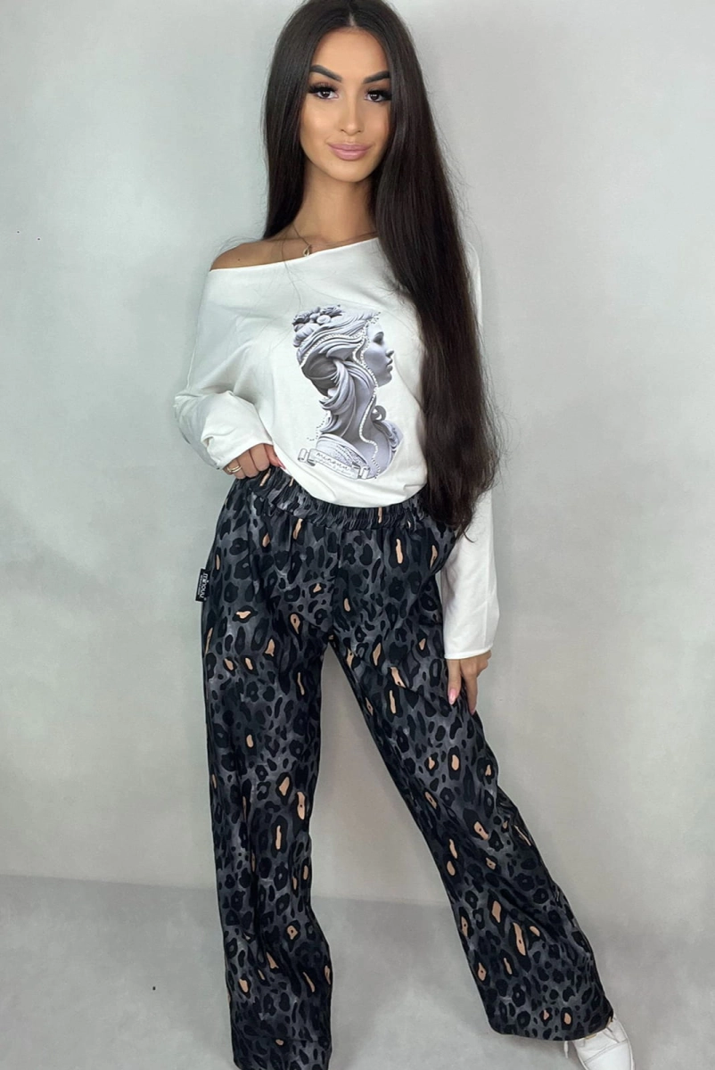Szerokie spodnie Gepard Minouu grafitowe w Selavifashion.pl