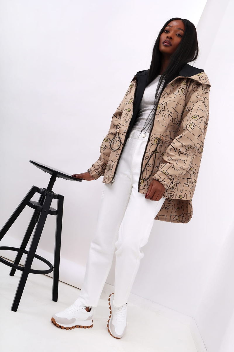 Kurtka waterproof nieprzemakalna Face LaDonna beżowa w Selavifashion.pl