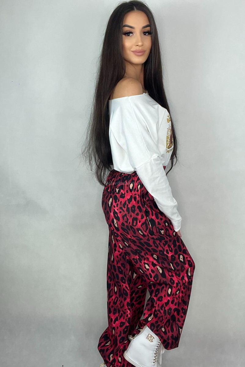 Szerokie spodnie Gepard Minouu czerwone w Selavifashion.pl