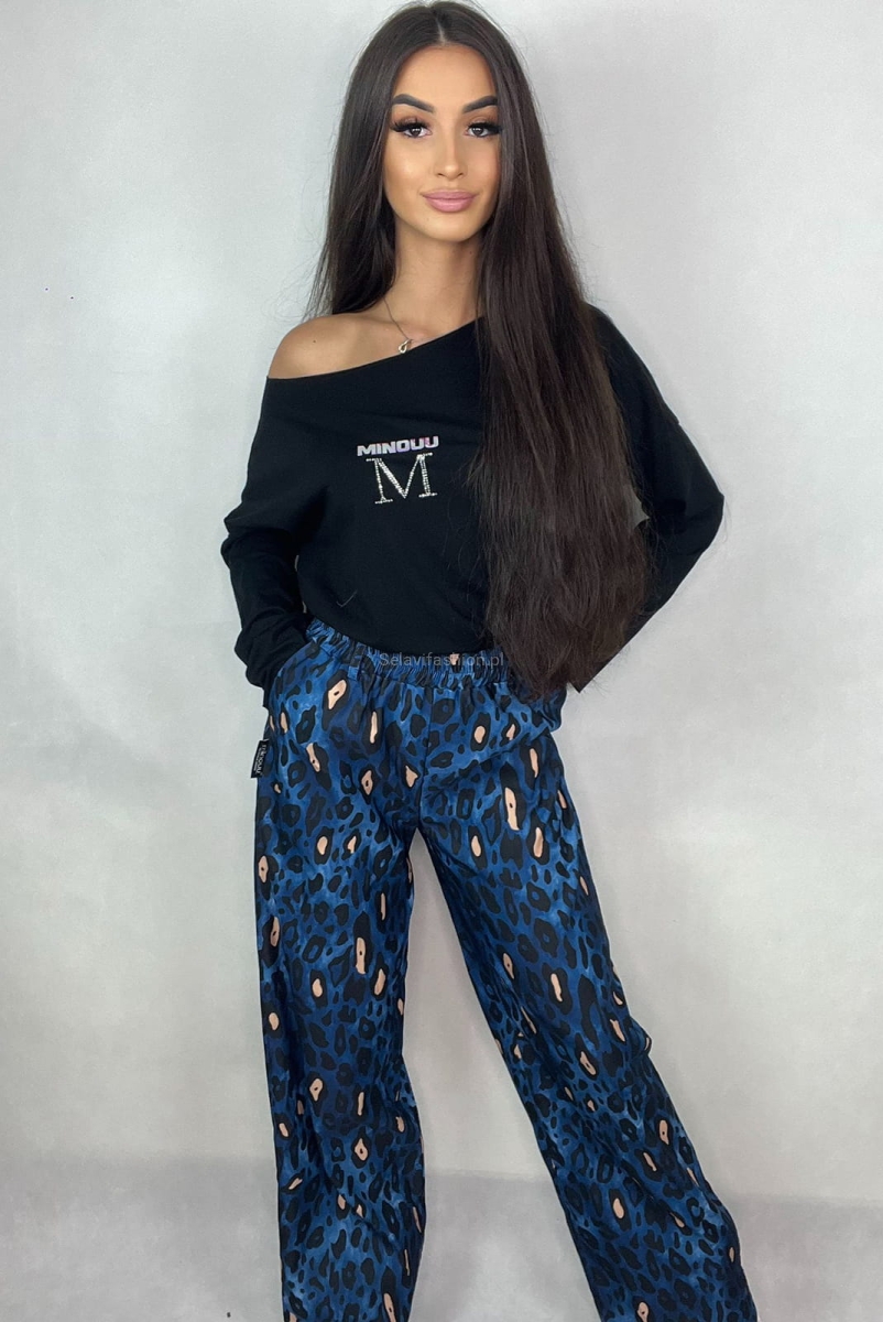 Szerokie spodnie Gepard Minouu niebieski w Selavifashion.pl