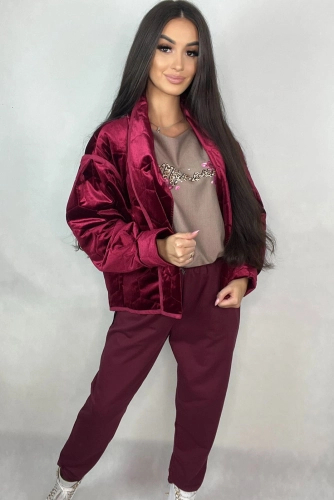 Spodnie dresowe Minouu bordowe w Selavifashion.pl