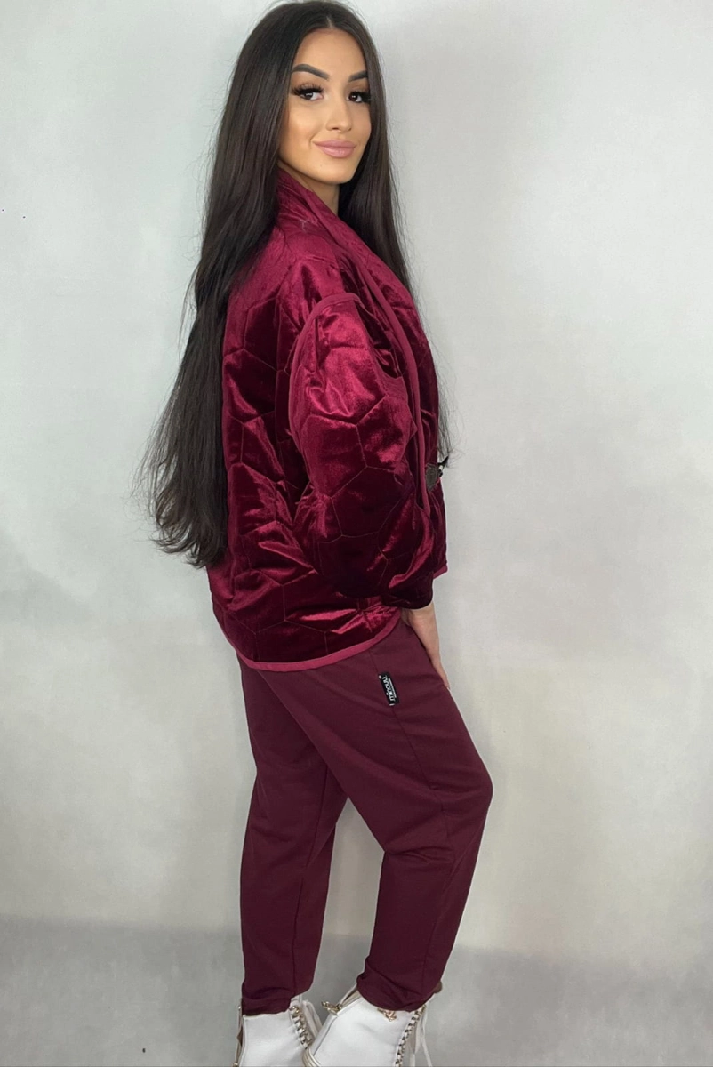 Spodnie dresowe Minouu bordowe w Selavifashion.pl