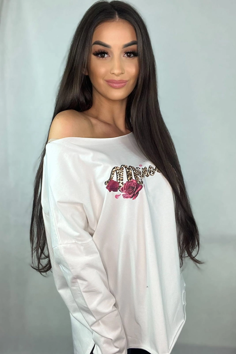 Bluzka bawełniana Rose Minouu biała w Selavifashion.pl