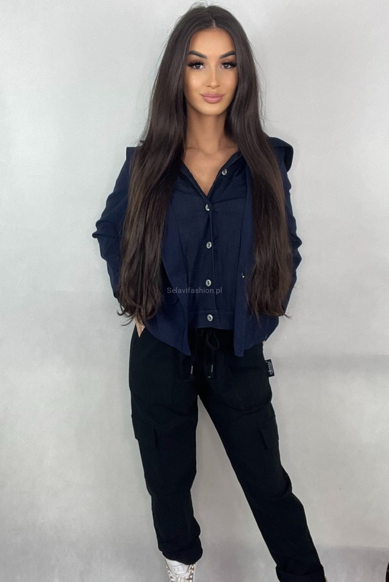 Kurtka w stylu marynarki Minouu granatowa w Selavifashion.pl