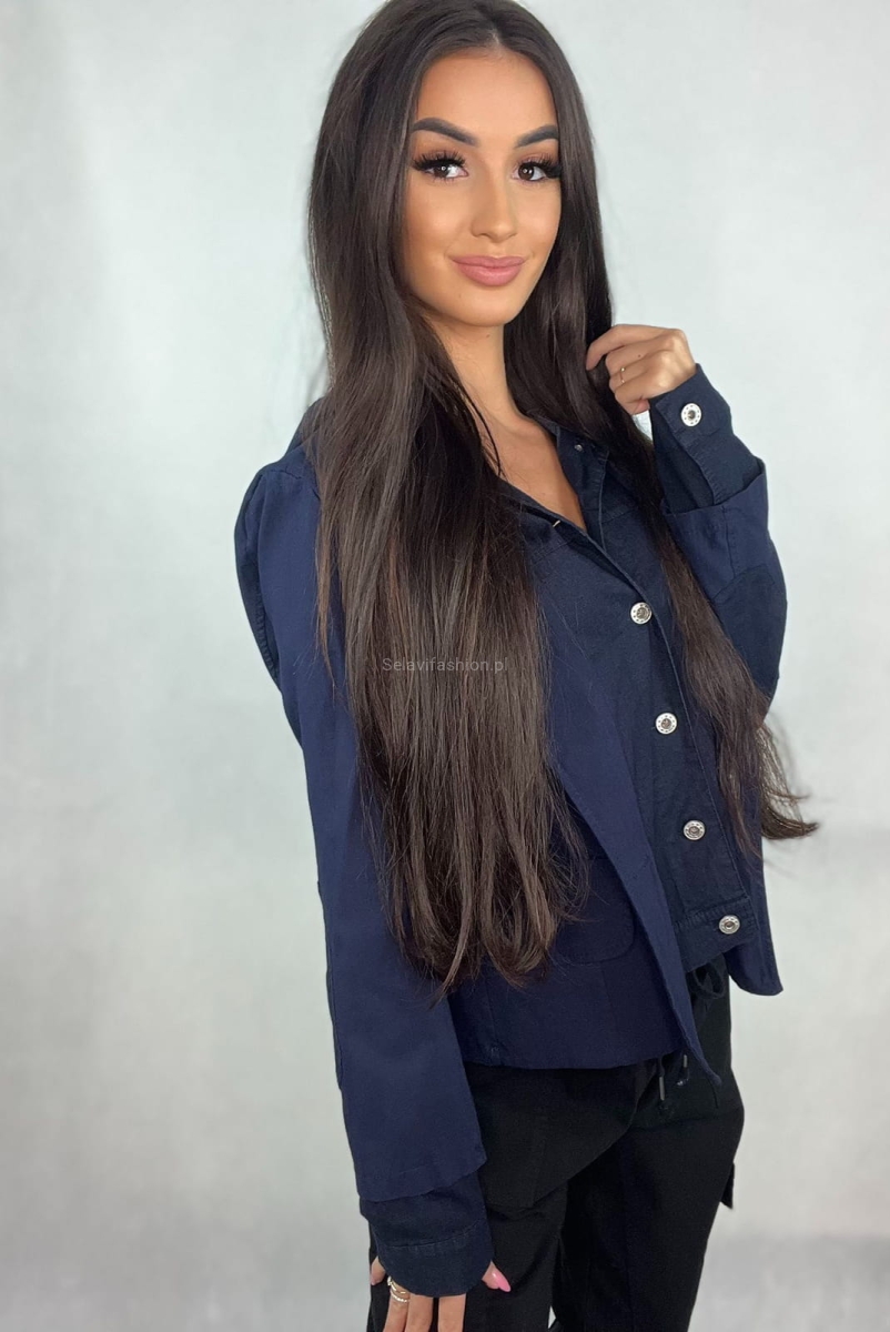 Kurtka w stylu marynarki Minouu granatowa w Selavifashion.pl