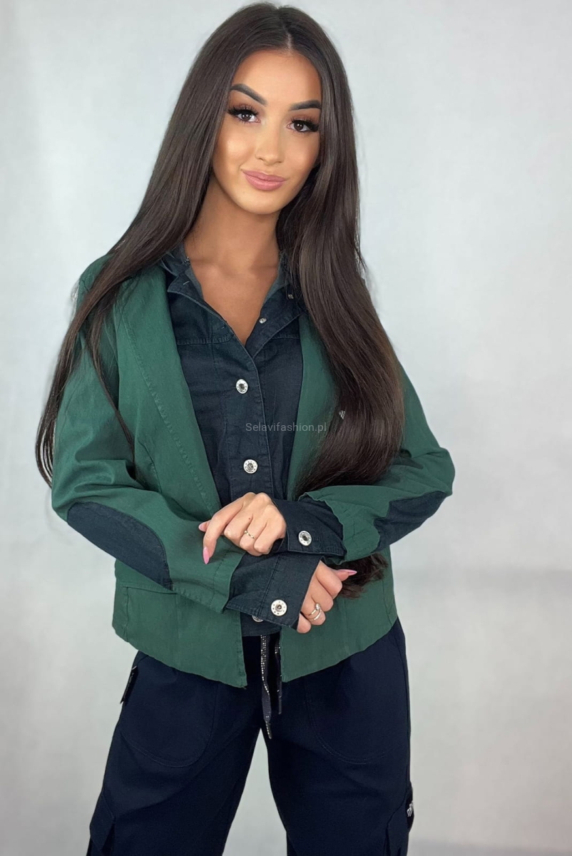Kurtka w stylu marynarki Minouu zielona w Selavifashion.pl