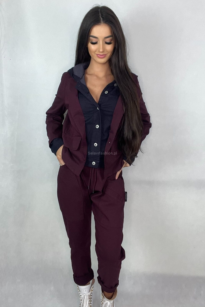 Kurtka w stylu marynarki Minouu bordowa w Selavifashion.pl