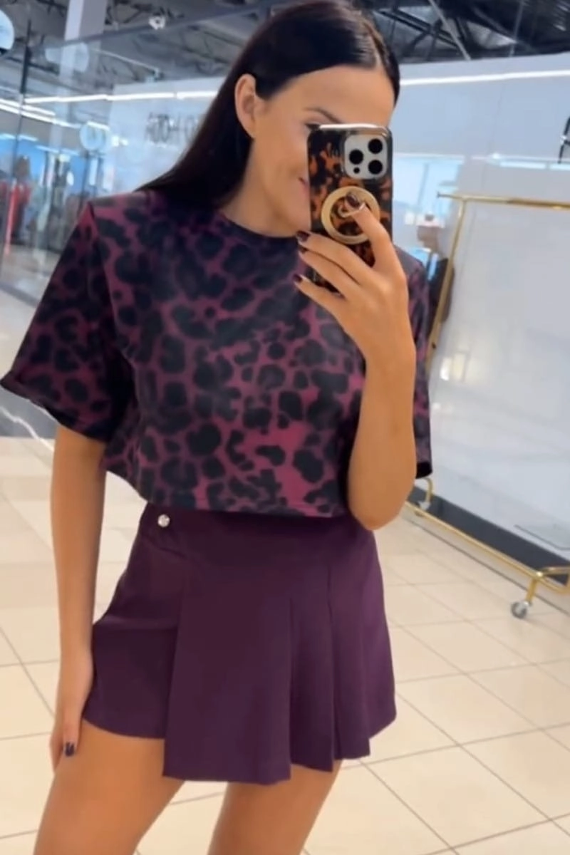 Spódniczko spodenki z plisami z boku LaMilla bordowe w Selavifashion.pl