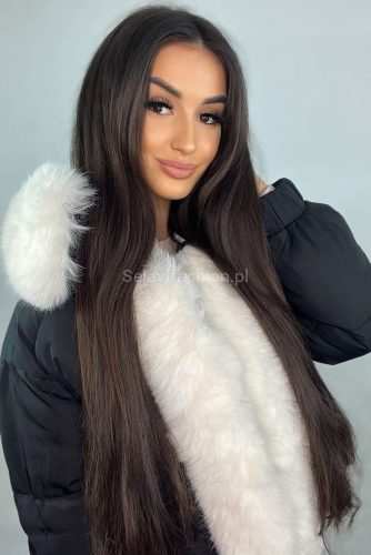 Ocieplana kurtka z białym futerkiem Minouu czarna w Selavifashion.pl