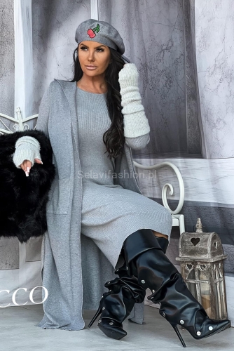 Sweterkowy bliźniak sukienka i kardigan Zocco w Selavifashion.pl