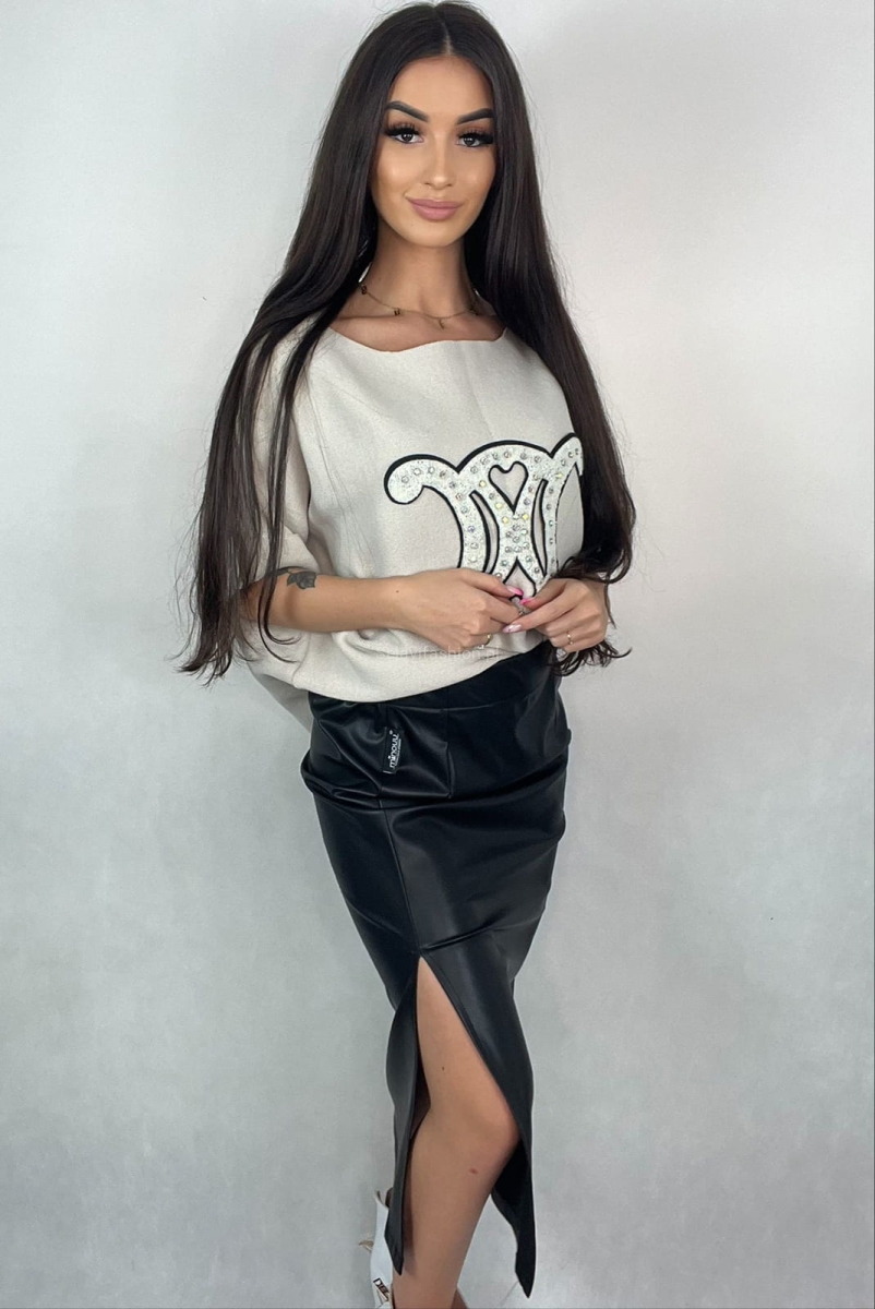 Spódnica Mia skóra ekologiczna czarna Minouu w Selavifashion.pl