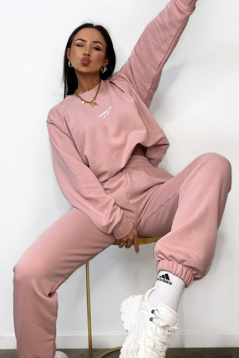 Komplet dres bluza i spodnie LaMilla różowy w Selavifashion.pl