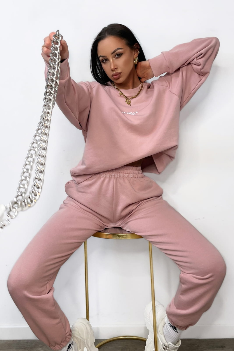 Komplet dres bluza i spodnie LaMilla różowy w Selavifashion.pl