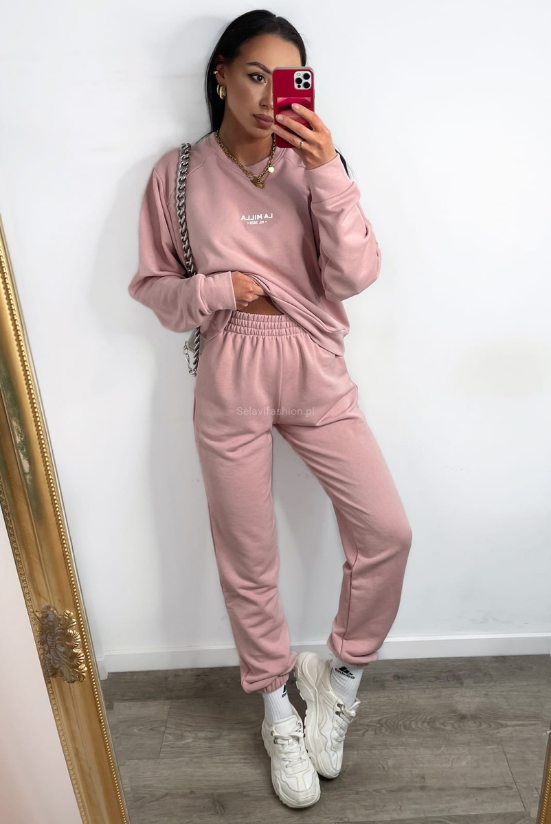 Komplet dres bluza i spodnie LaMilla różowy w Selavifashion.pl