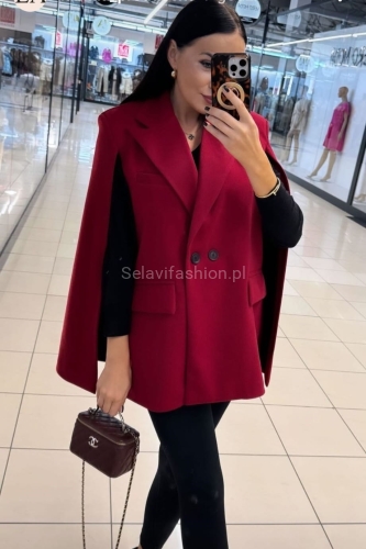 Płaszcz marynarka bez rękawów Batman LaMilla bordowy w Selavifashion.pl