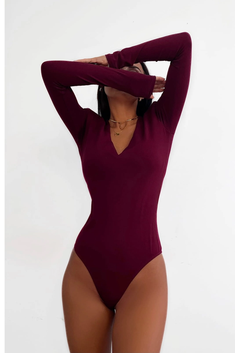 Body z okrągłym dekoltem LaMilla bordowe w Selavifashion.pl
