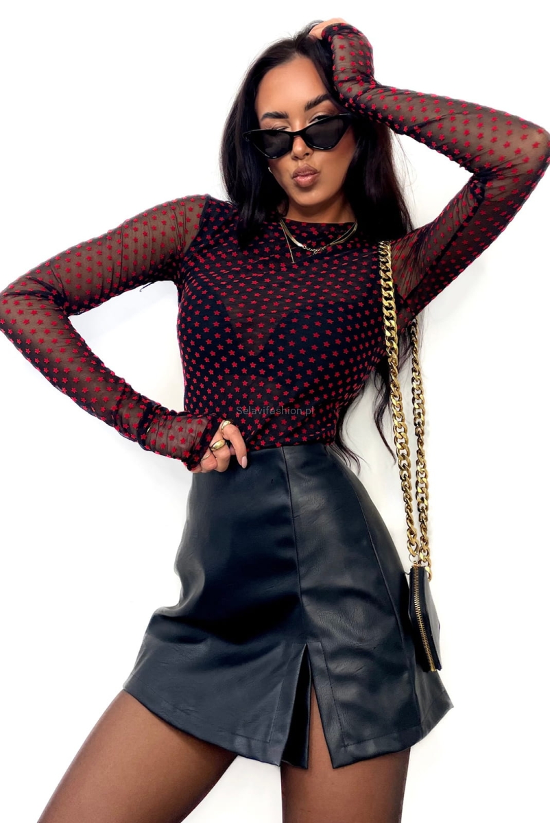 Bluzka siateczka w gwiazdki LaMilla czarny w Selavifashion.pl