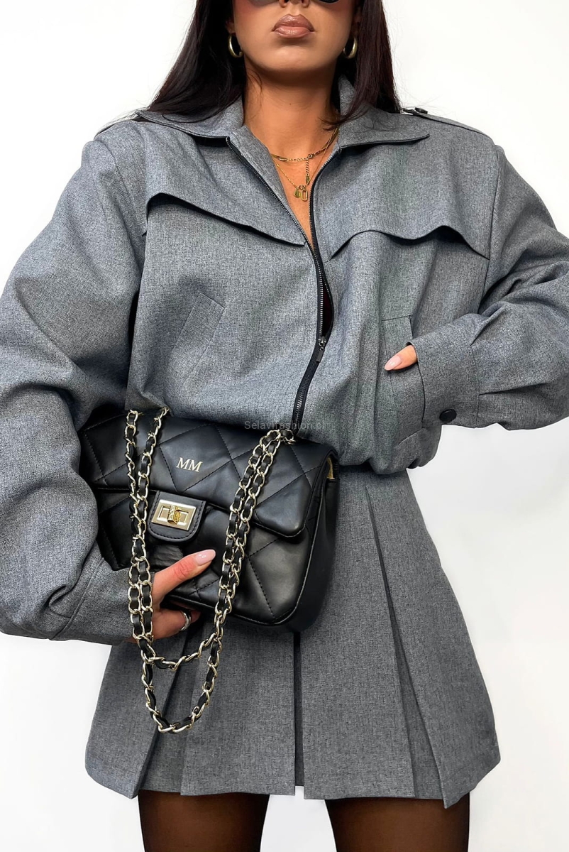 Krótka kurtka bomberka LaMilla szara w Selavifashion.pl