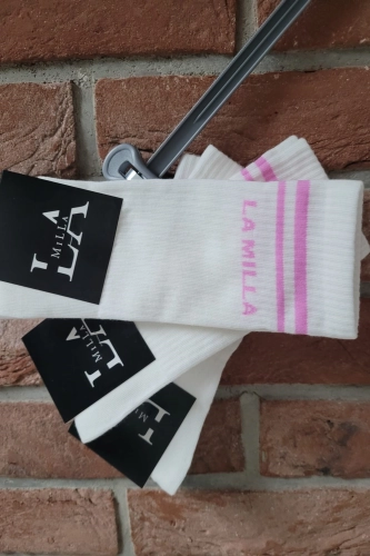 Skarpety dzianinowe z logo LaMilla białe w Selavifashion.pl