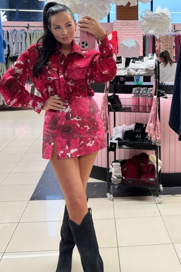 Komplet koszula i spódniczko spodenki Rose LaMilla fuksja w Selavifashion.pl