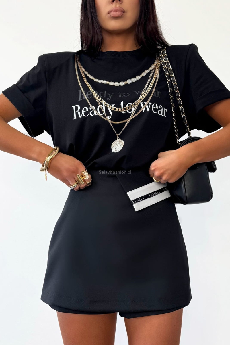 Klasyczne spódniczko spodenki z logo LaMilla czarne w Selavifashion.pl