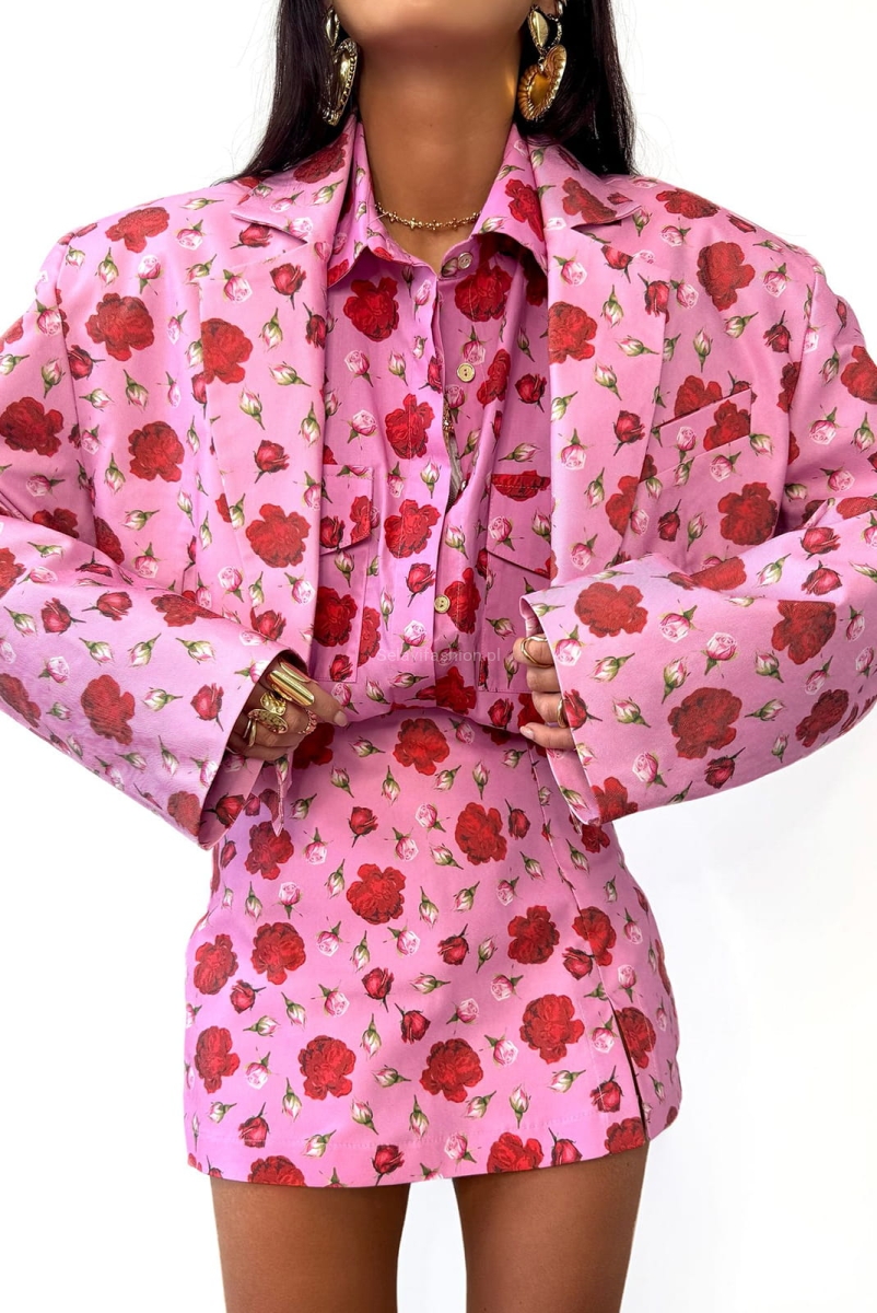 Spódniczko spodenki w małe róże LaMilla różowe w Selavifashion.pl