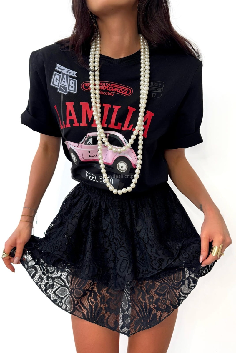 Krótkie koronkowe spódniczko spodenki LaMilla czarne w Selavifashion.pl