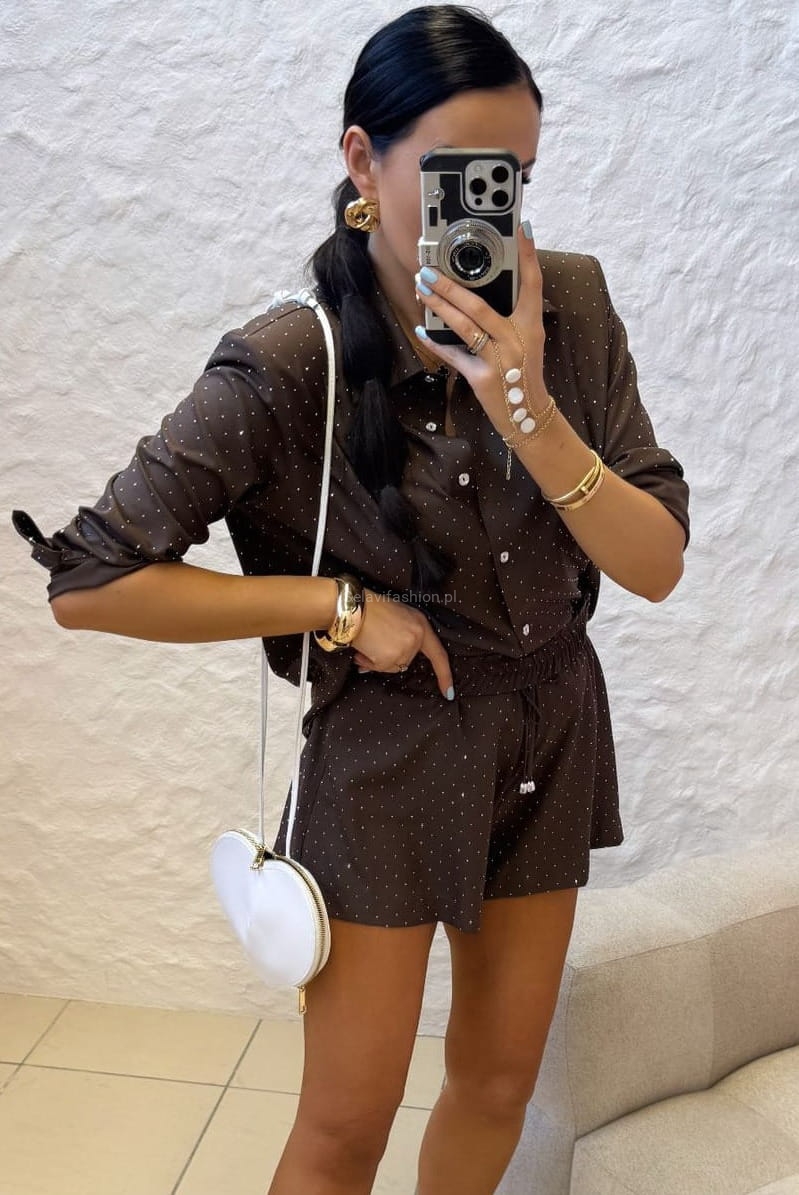 Komplet koszula i spodenki Bling Bling LaMilla brązowy w Selavifashion.pl