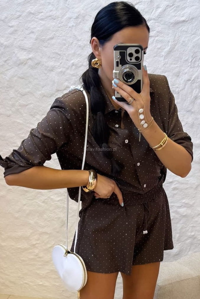 Komplet koszula i spodenki Bling Bling LaMilla brązowy w Selavifashion.pl