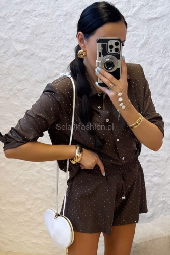 Komplet koszula i spodenki Bling Bling LaMilla brązowy w Selavifashion.pl