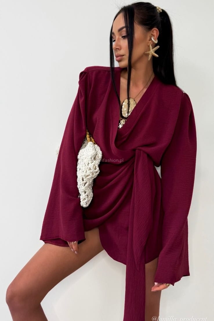Sukienka wiązana kopertowo LaMilla bordowa