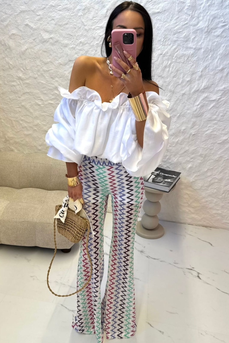 Ażurowe spodnie dzwony ciemne LaMilla wielokolorowe