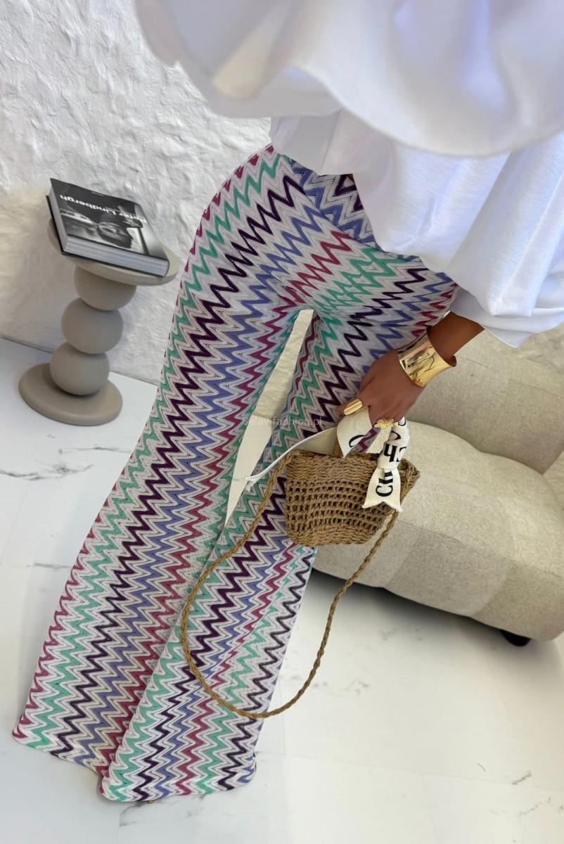 Ażurowe spodnie dzwony ciemne LaMilla wielokolorowe