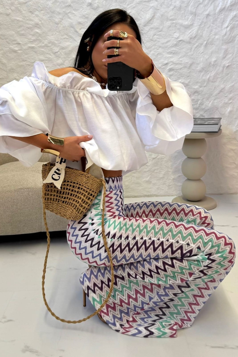 Ażurowe spodnie dzwony ciemne LaMilla wielokolorowe