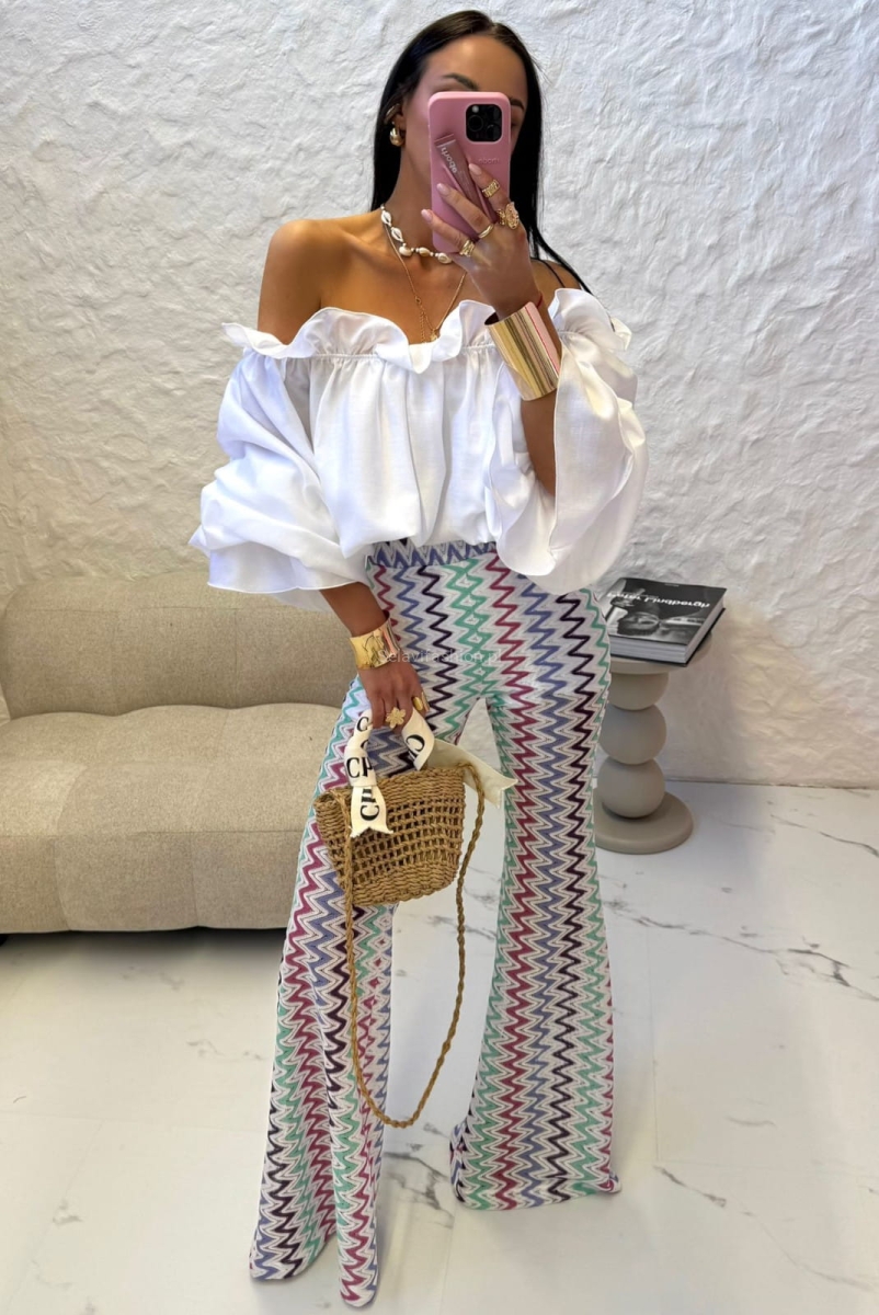 Ażurowe spodnie dzwony ciemne LaMilla wielokolorowe