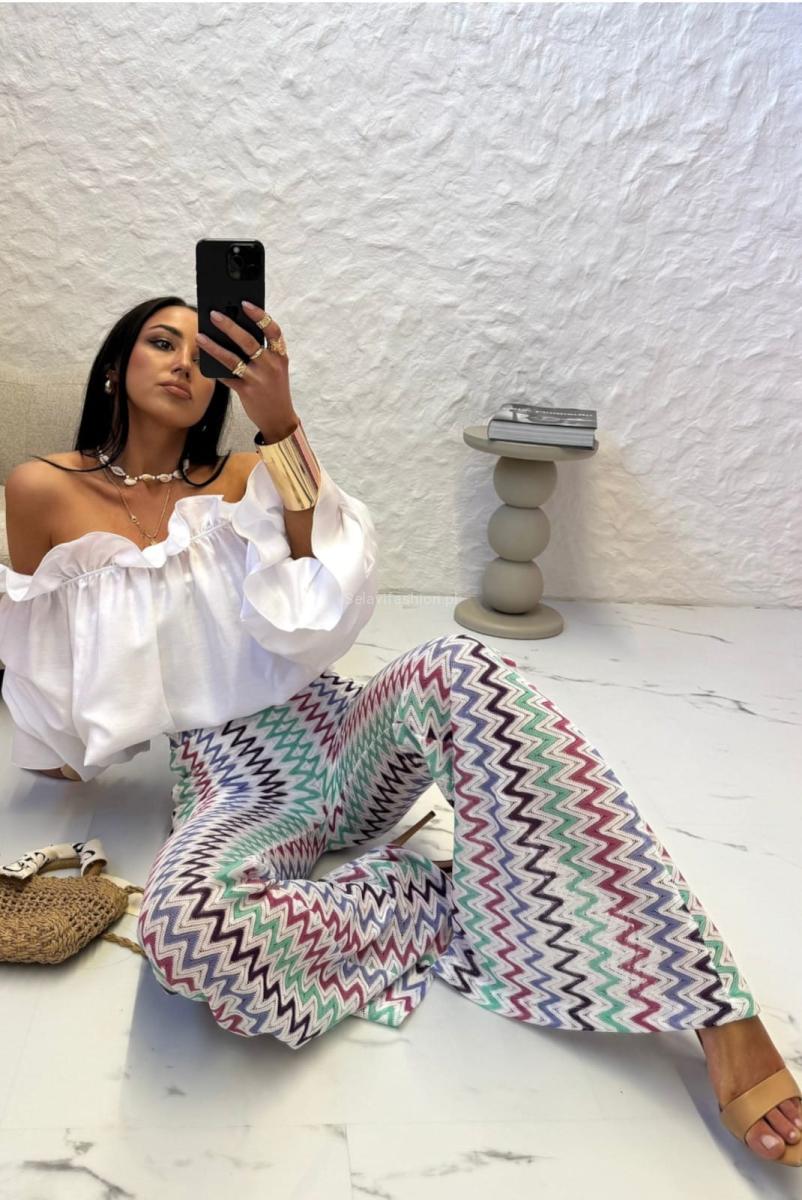 Ażurowe spodnie dzwony ciemne LaMilla wielokolorowe