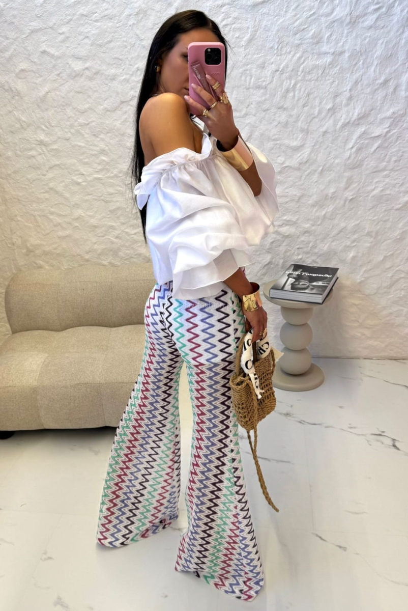 Ażurowe spodnie dzwony ciemne LaMilla wielokolorowe