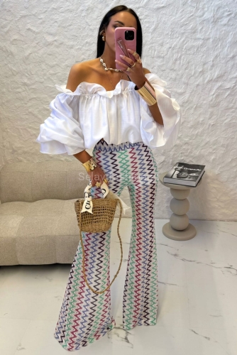 Ażurowe spodnie dzwony ciemne LaMilla wielokolorowe