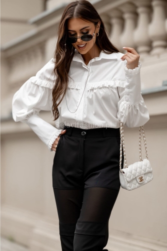 Koszula bluzka z falbanką LaDivaMia biała