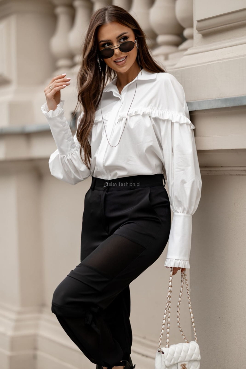 Koszula bluzka z falbanką LaDivaMia biała
