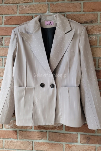 Marynarka w paski LaMilla beżowa