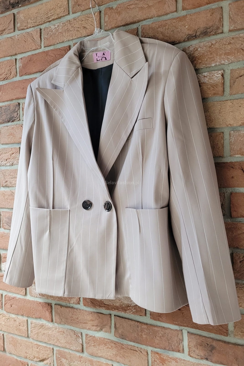 Marynarka w paski LaMilla beżowa